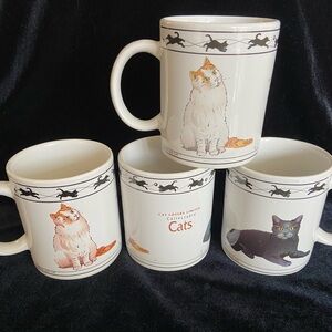 Set of 4 Cat Lovers Ltd Turkish Van & Chartreux Kitty Coffee Mug Houston Harvest